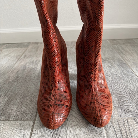 ASOS Women's Snakeskin Pattern Boots - burnt orange - Picture 2 of 4
